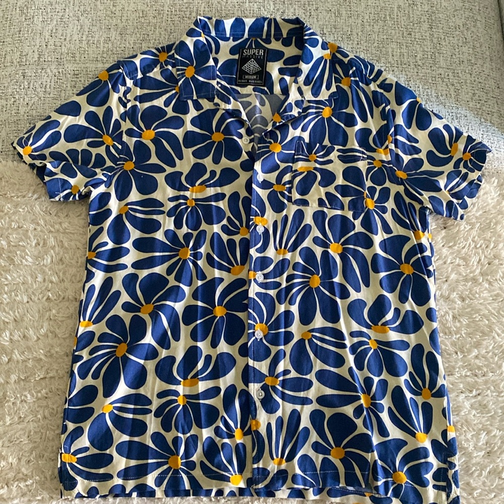 Super Massive Groovy Floral Button Down Shirt - Size Medium